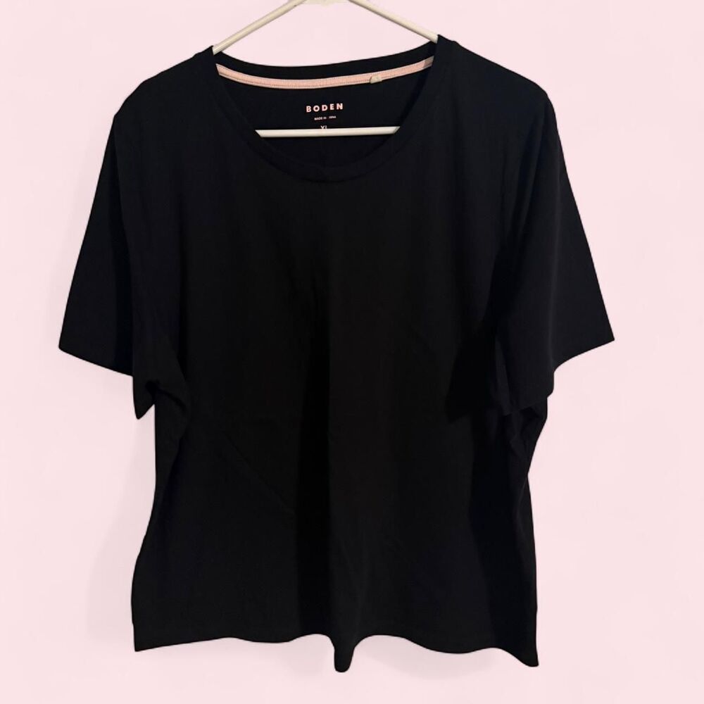 Boden t-shirt women XL black scoop neck short sleeve casual solid stretch